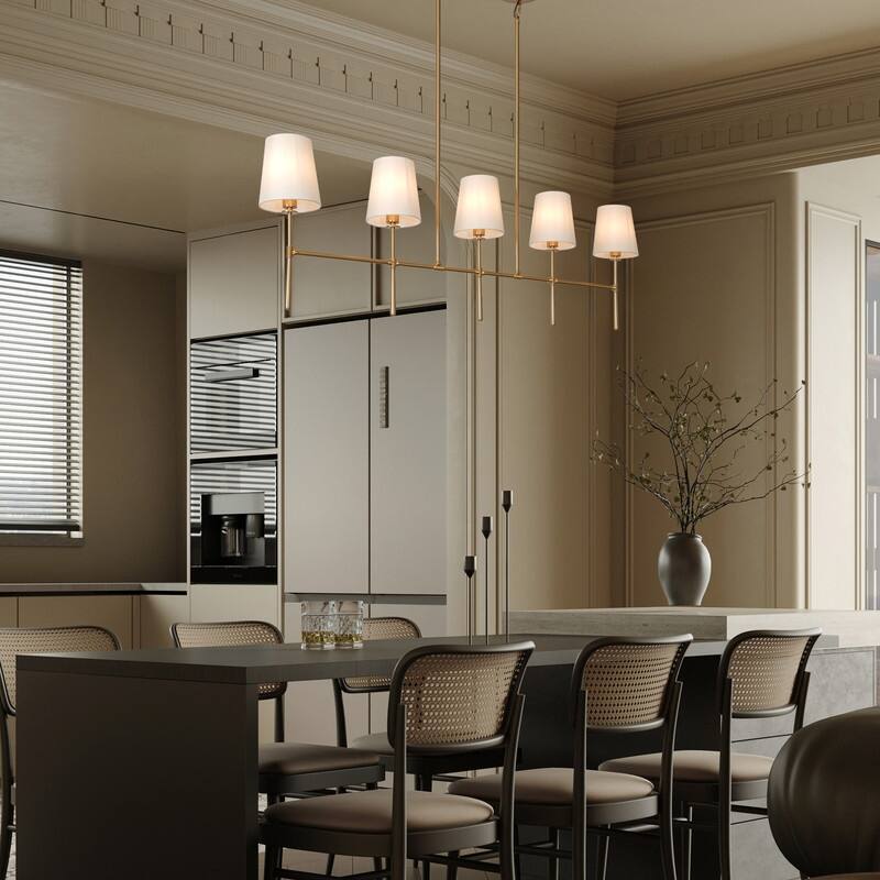 KAYLA 6-Light Chandelier, 42" Wide Modern Dining Room Light Fixture - Gold