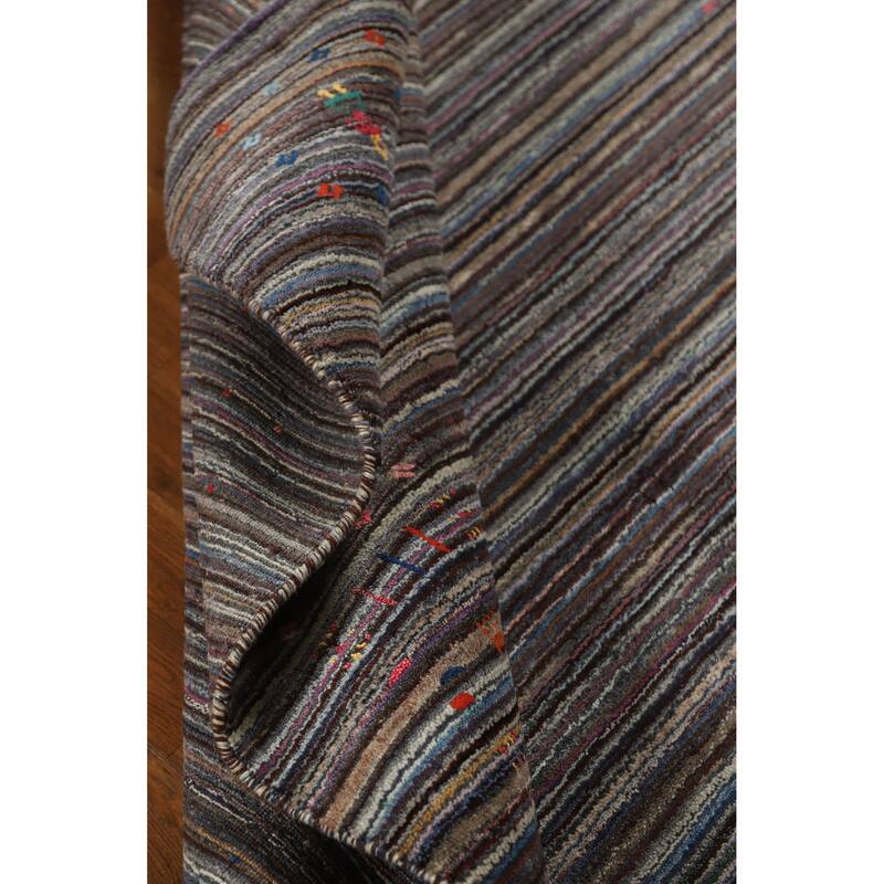 Hand Knotted Oriental 100% Wool Carpet Tribal Stripe Multi-Colored Gabbeh Area Rug - 7' 10'' X 5' 6''