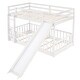 preview thumbnail 3 of 9, White Twin Over Twin Bunk Bed with Slide and Ladder