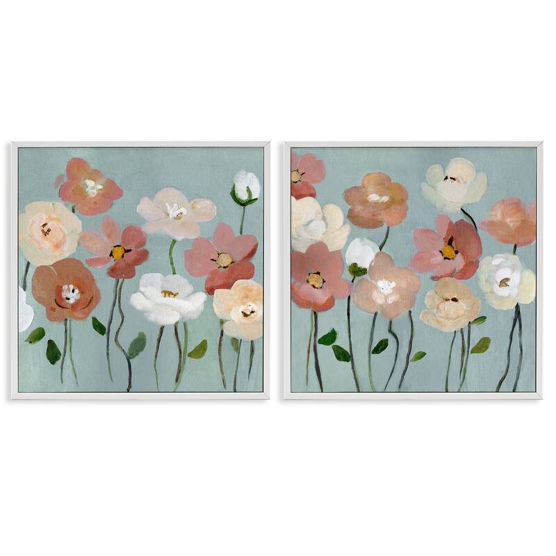 Stupell Budding Boho Blooms Framed Giclee Art Design By Charity Henderson (Set of 2) - 24 x 24 - White