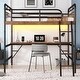 preview thumbnail 2 of 13, Full Size Metal Loft Bed with Desk, LED Light, and Charge Station