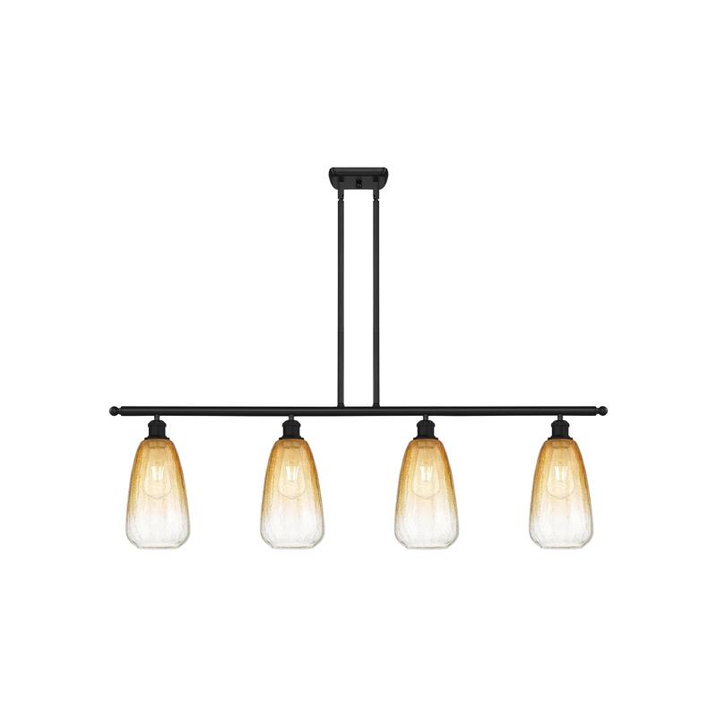 Innovations Lighting Endless Possibilities Ballston - Brookhaven Almond - 4 Light 48" Stem Hung Island Light - Matte Black/Amber