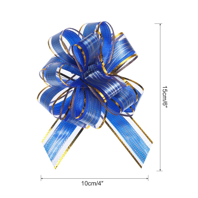 10pcs 6 Inch Large Pull Bow Gift Wrapping Bows Ribbon Organza - Blue