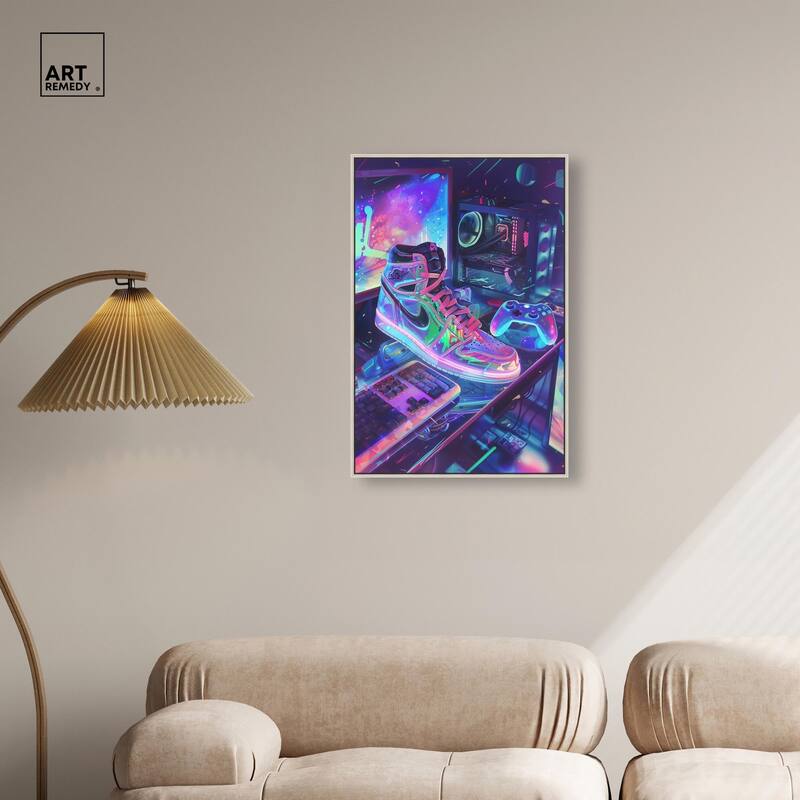 Neon Gaming Set Up Canvas by Art Remedy