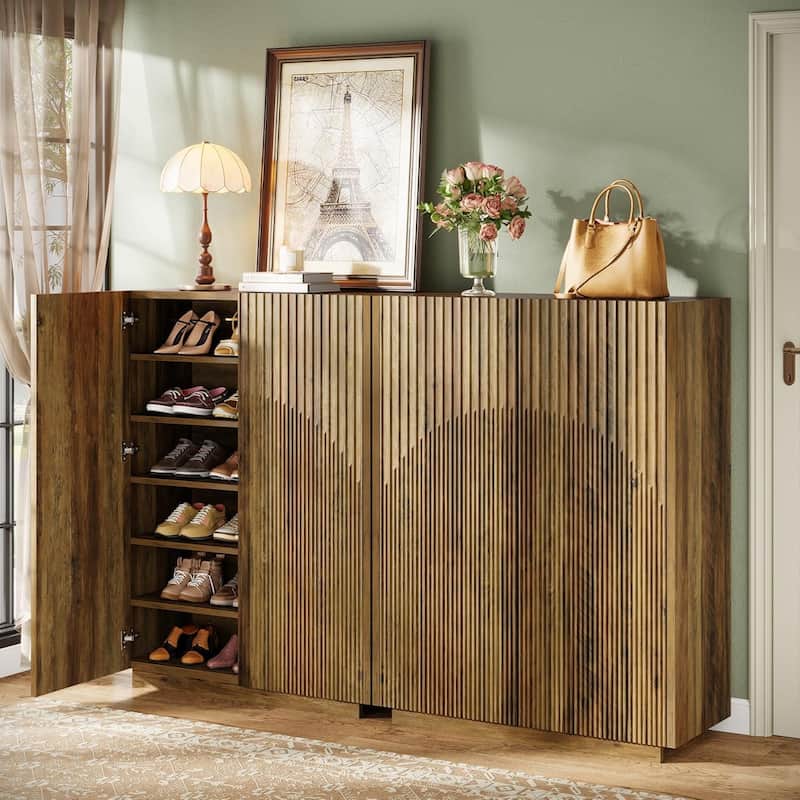 7-Tier Shoe Storage Cabinet with Doors and Shelves, 24 Pairs Shoe Rack for Entryway, Hallway - 30.7" W x 13.78" D x 41.34" H