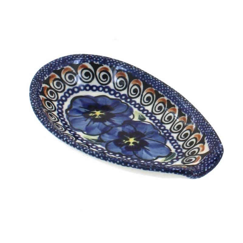 Blue Rose Polish Pottery 1015 Zaklady Small Spoon Rest