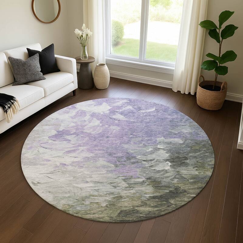 Premium Washable Super Soft Modern Current Mayfield Rug - Lavender - 8' x 8'