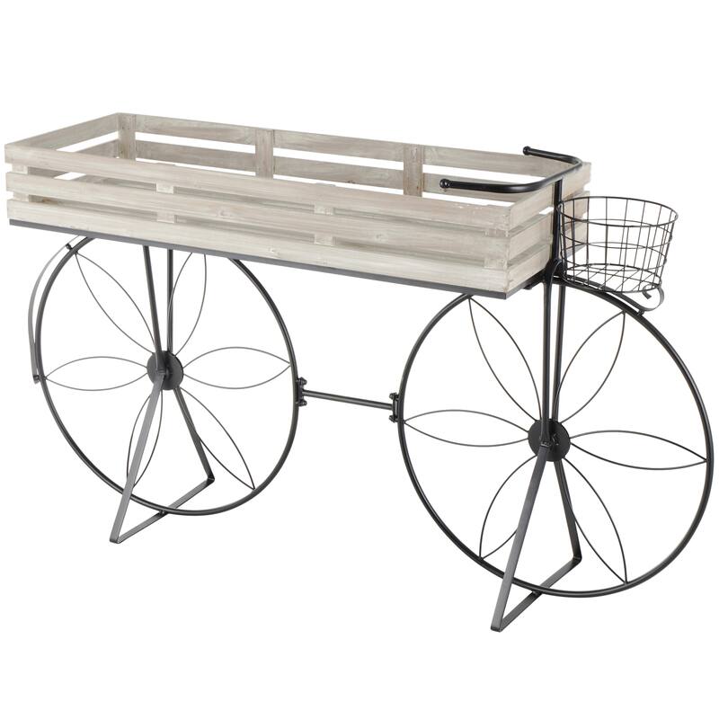 Metal Floral Indoor Plantstand with Flower Inspired Wheels - Cream - Roche River Decor - Cream
