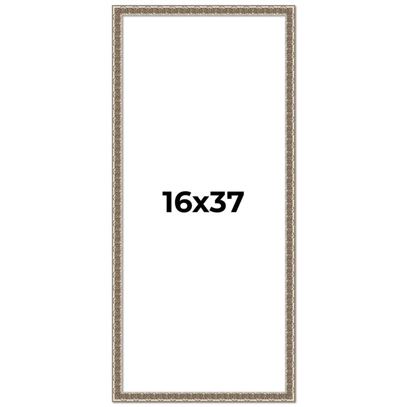 16x37 Frame Silver Versailles Ornate Solid Wood Picture Frame | 1 Inch