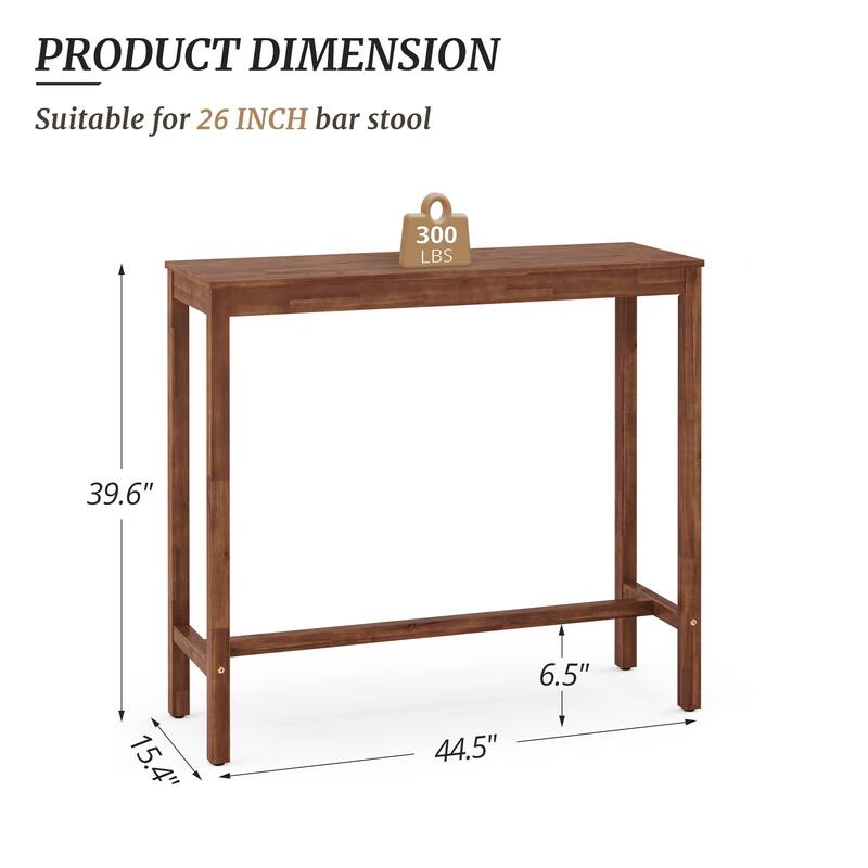 Casual 45 in. Outdoor & Indoor Rectangular Patio Bar Table Wood Dining Table
