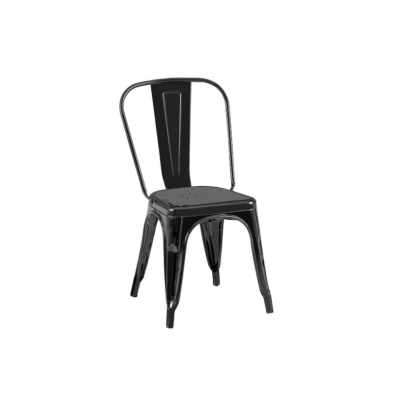 18" Modern Industrial Metal Stackable Black Dining Chair, 4PCS - 18" W X 18" D X 33" H