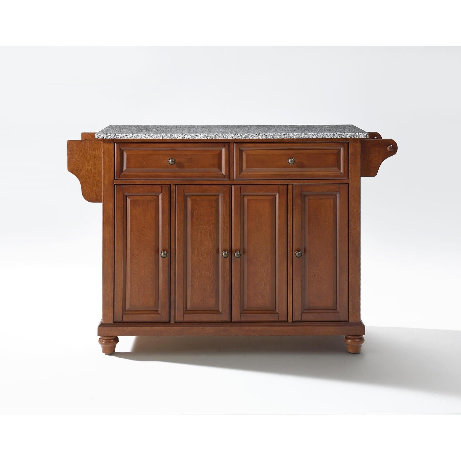 Full Size Kitchen Island with Granite Top & Storage - Portable Kitchen Cart - Modern Kitchen Furniture - Brown