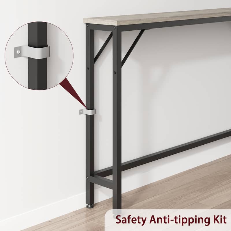 5.9" Narrow Sofa Table, Skinny Console Table with Storage