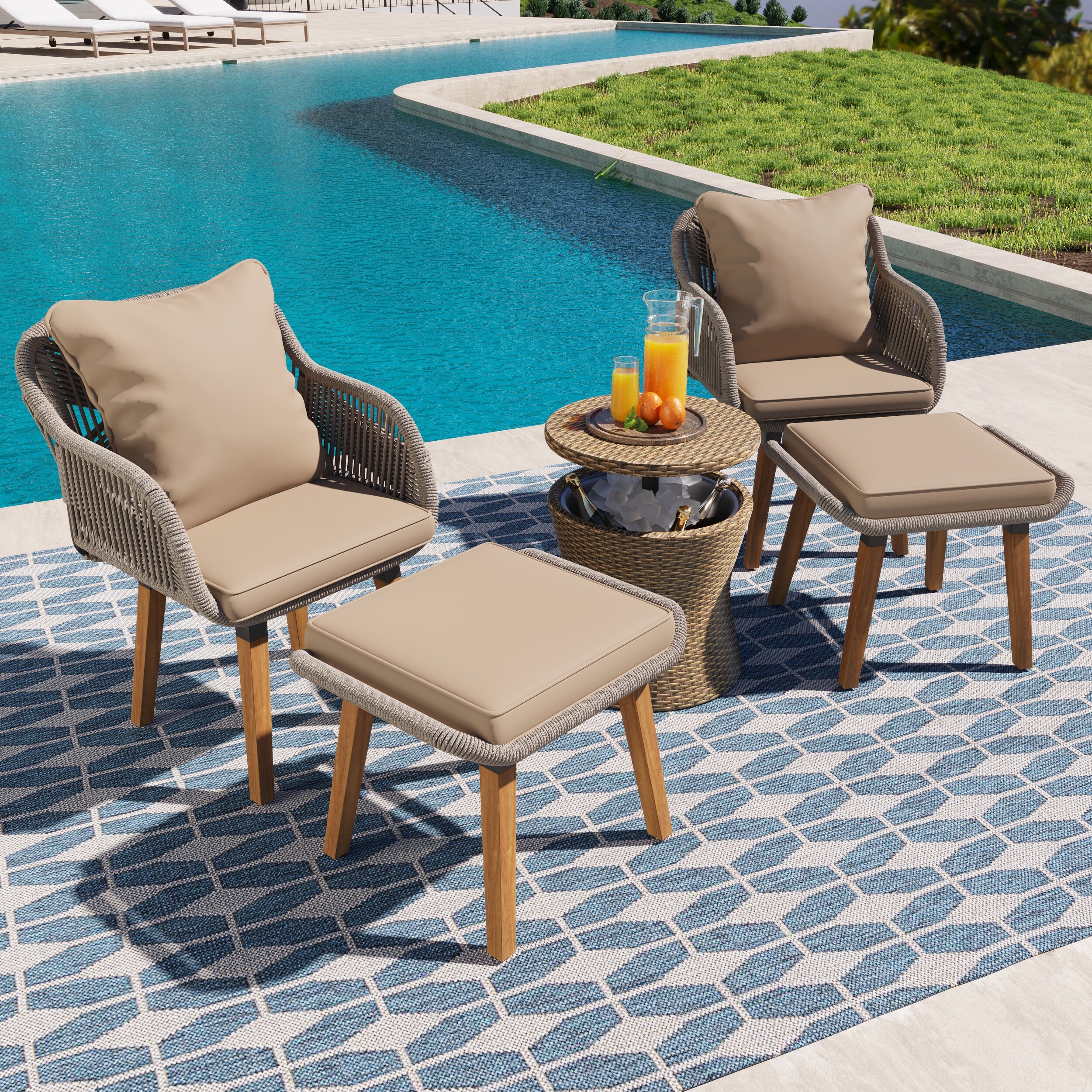 Patio set with ottomans hotsell