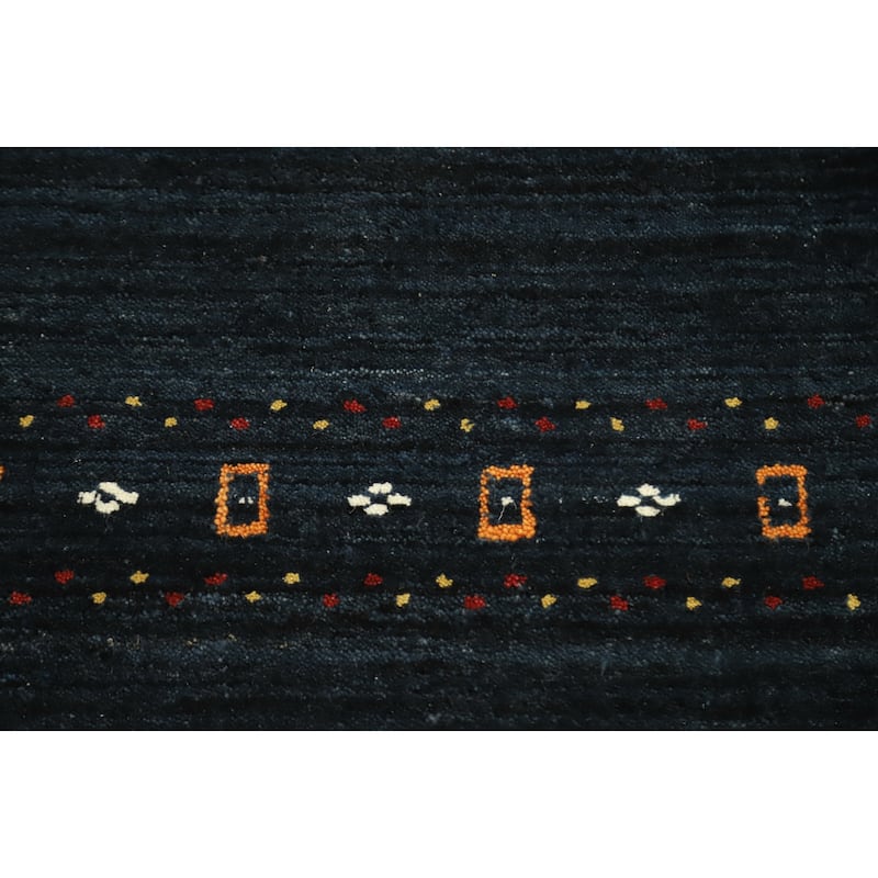 Hand Knotted Oriental 100% Wool Carpet Tribal Animal Pictorial Navy Blue & Blues Gabbeh Area Rug - 4' 10'' X 3' 0''