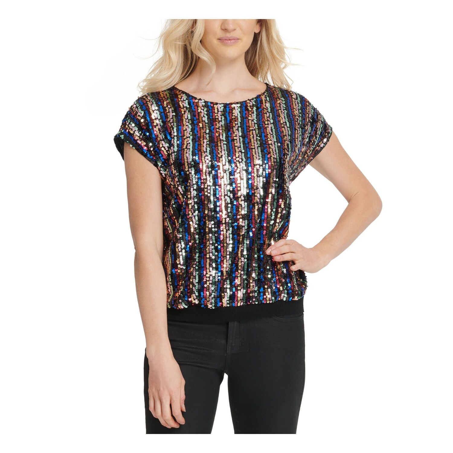 sequin cap sleeve top