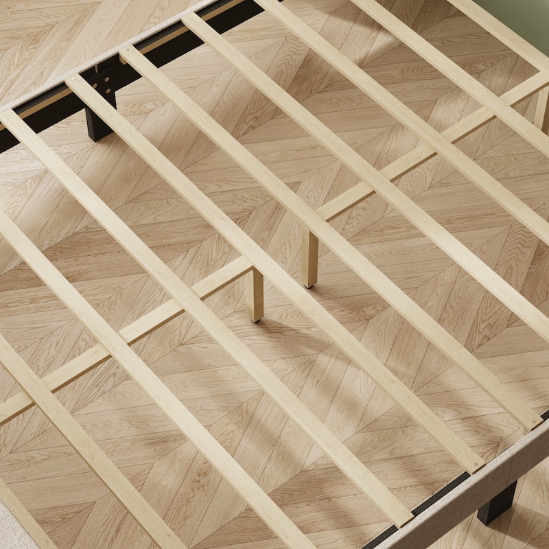 Queen Size Bed Frame Platform with Tall Headboard & Footboard & USB Ports