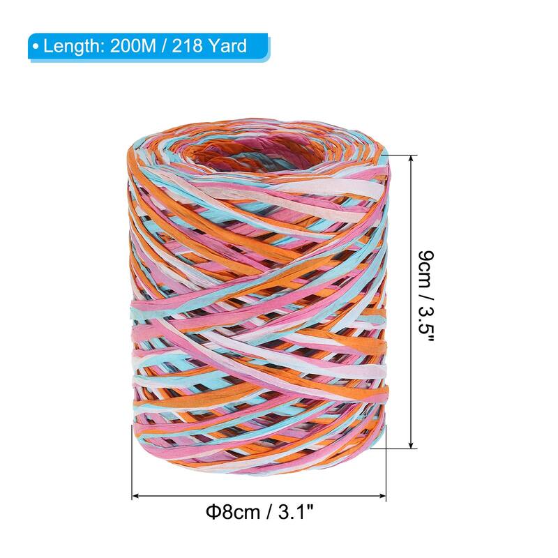 219 Yard Raffia Ribbon Raffia Paper Craft Ribbon - 219 Yards - Sky Blue, Rose Red