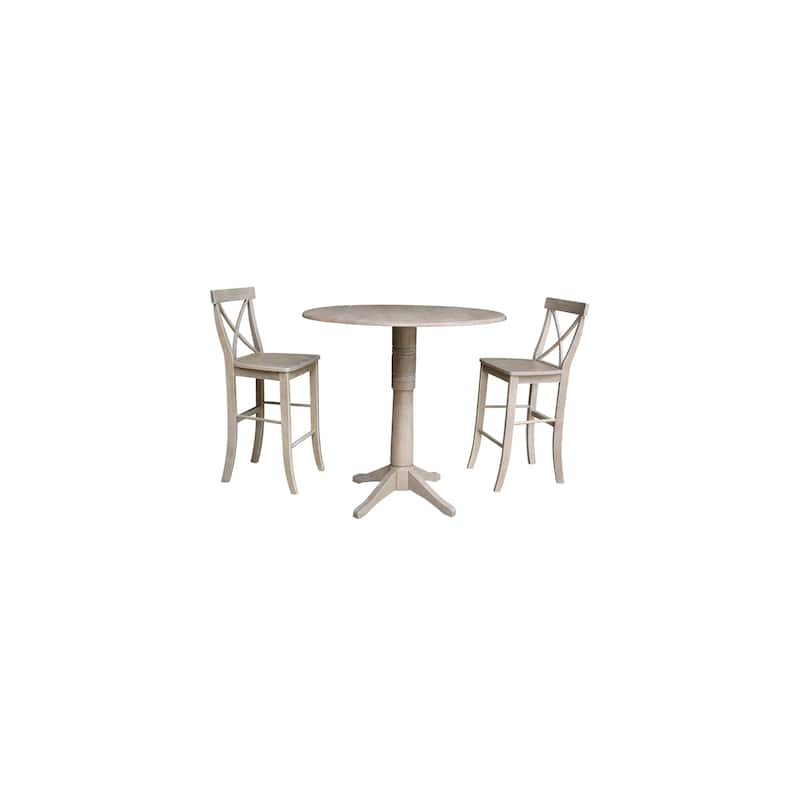 Round Pedestal Gathering Table Set with Stools - Kitchen Bar Counter Height Dining Table