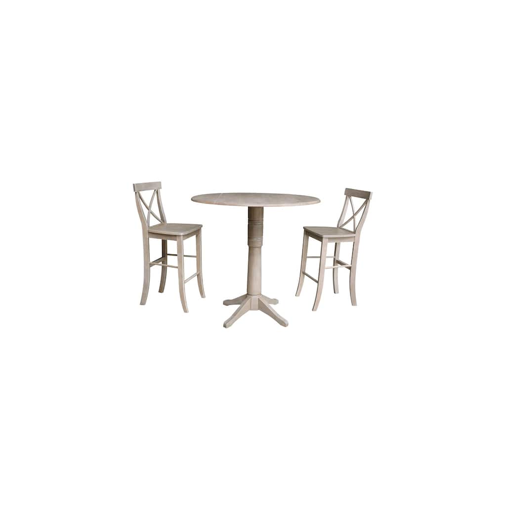 Round Pedestal Gathering Table Set with Stools - Kitchen Bar Counter Height Dining Table