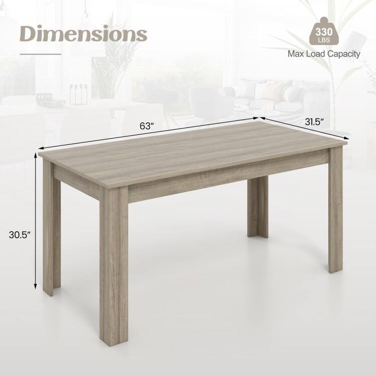 63 Inch Rectangular Modern Dining Kitchen Table for 6 People
