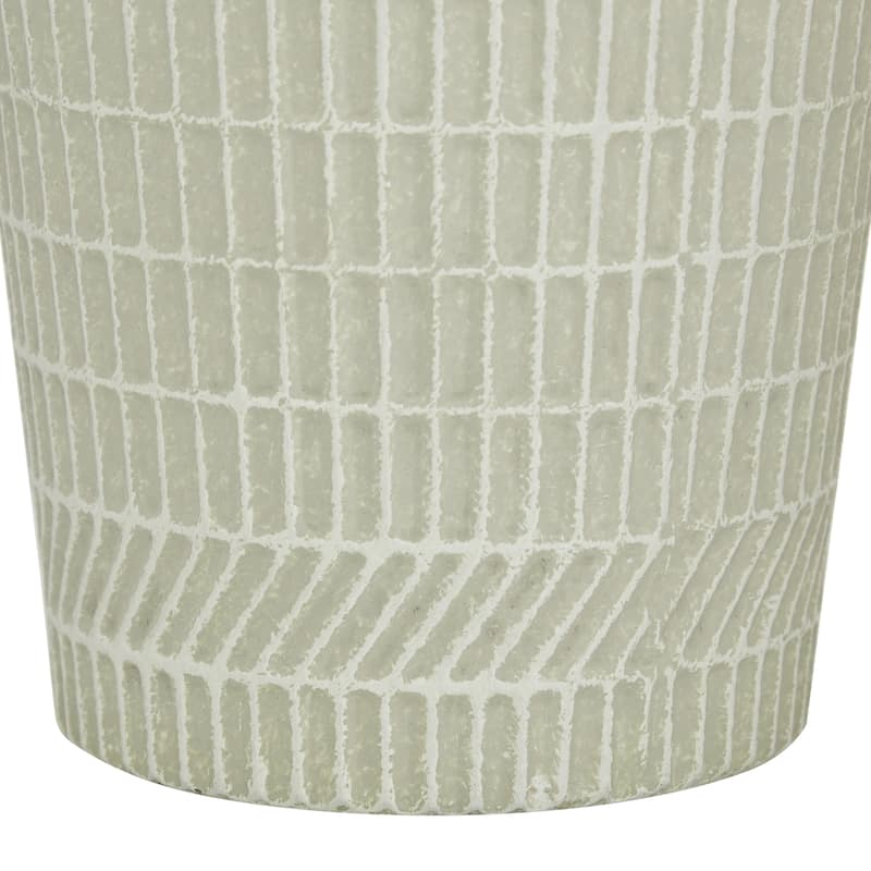White Metal Textured Decorative Vase - 8 x 8 x 13