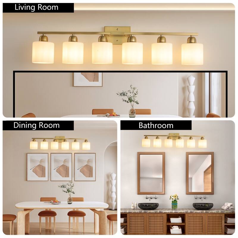 6-Light Bathroom Vanity Light, Bathroom Light Fixtures, 38" Modern Brushed Vanity Lighting Fixtures