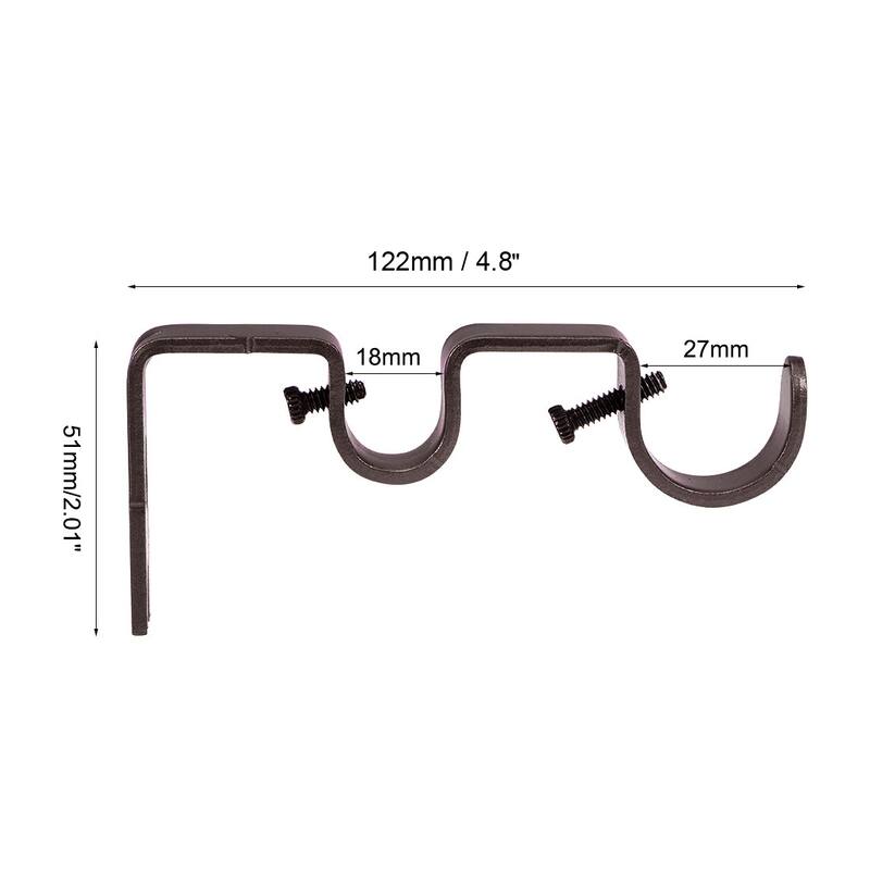 Curtain Rod Bracket Double for 18mm 27mm Drapery Rod, 122 x 51 x 16mm Brown