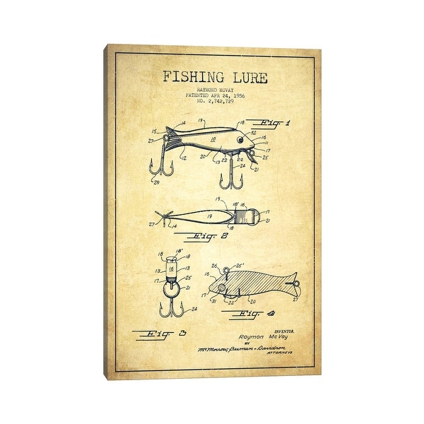 iCanvas "Fishing Tackle Vintage Patent Blueprint" by Aged Pixel Canvas Print. Opens flyout.