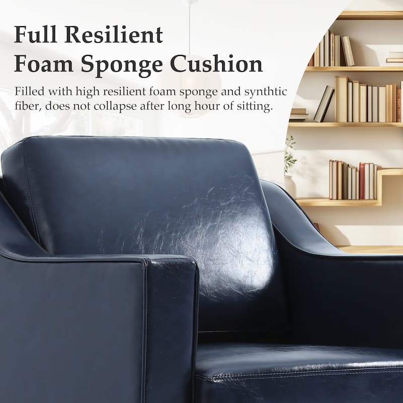 30'' W Vegan Leather/Chenille Swivel Accent Chair with Armrest