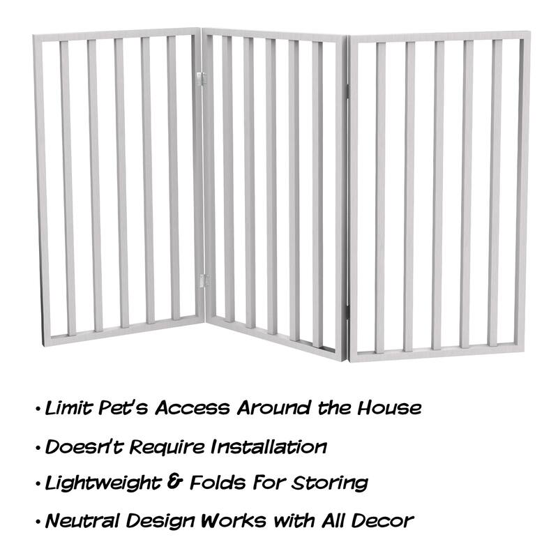 3-Panel Tall Modern Indoor Foldable Dog Gate - 54x32-Inch Wood Freestanding Pet Fence