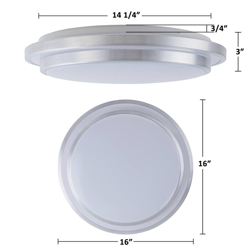 C Cattleya Brushed Nickel 3CCT LED Flush Mount Ceiling Light with Acrylic Shade - Brushed-Nickel