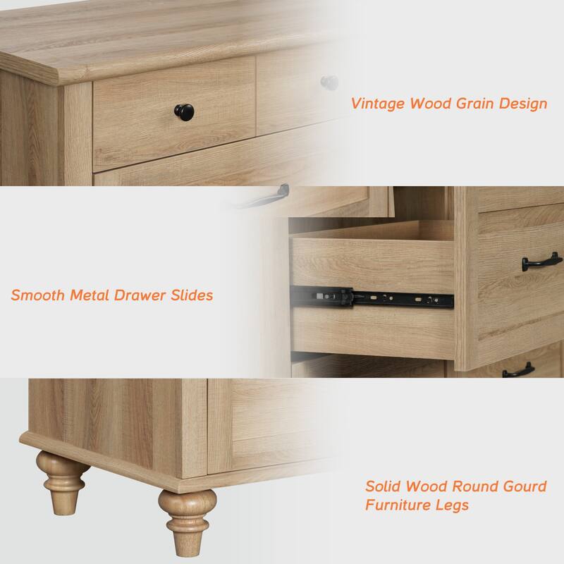 Wood Kid Dresser with 5 Drawers, Farmhouse Baby Dressers for Kids Room