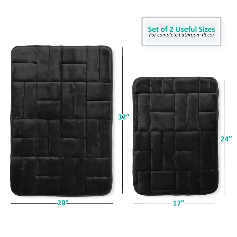 Clara Clark Ultra Soft Non Slip and Absorbent Bath Rug - Tiled Velvet Memory Foam Bath Mat