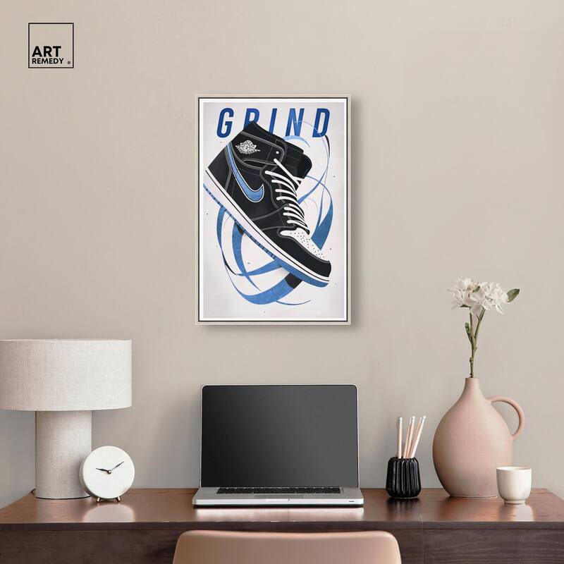 Blue Ribbon Sneaker Canvas by Art Remedy