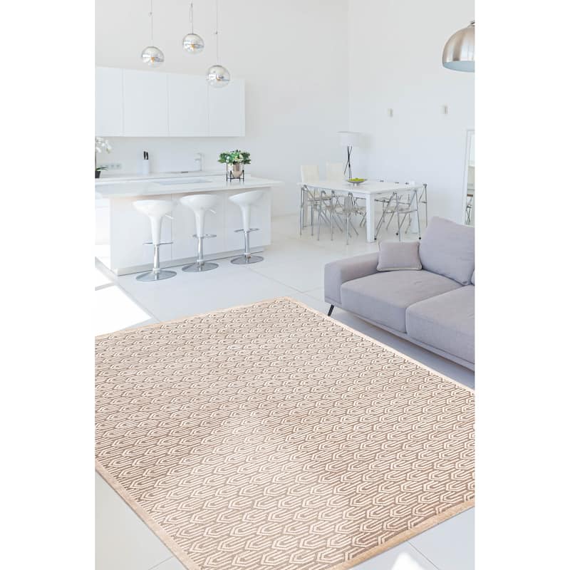ECARPETGALLERY Hand Loomed Elysian Ivory, Taupe Rug - 7'9 x 9'10