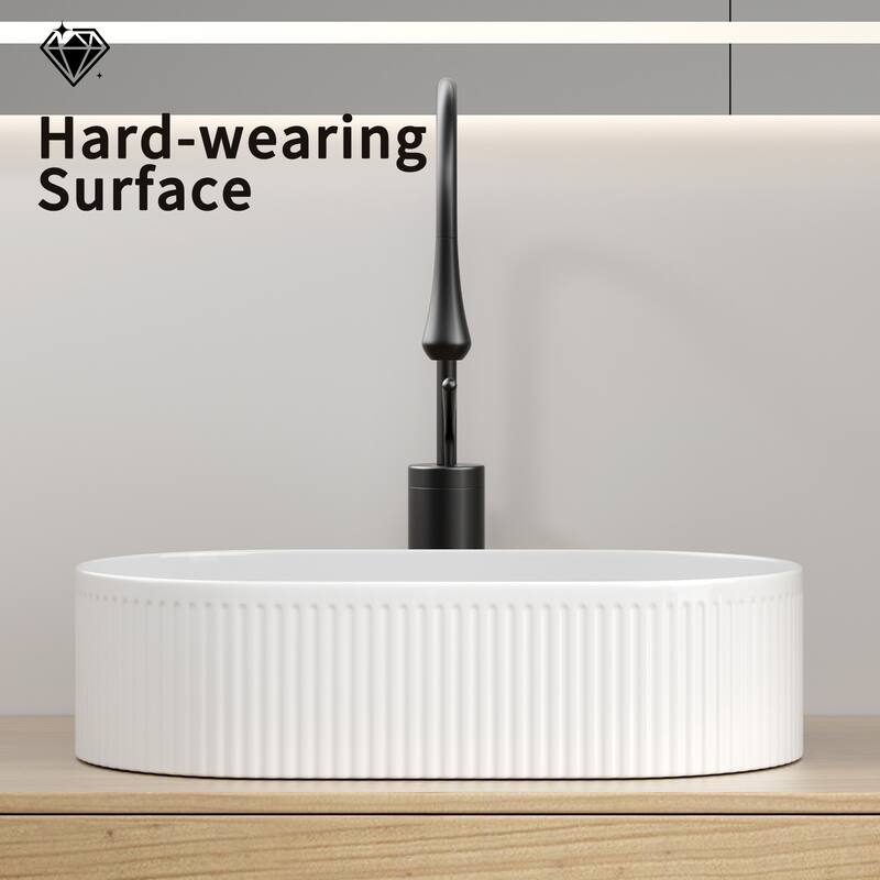 GDFStudio - Adrian Porcelain Vessel Sink with Modern Countertop Bathroom Basin Design