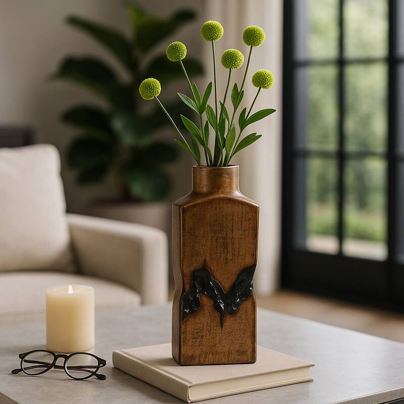 Artistic Table Vase with Fractured Finish for Home Decor