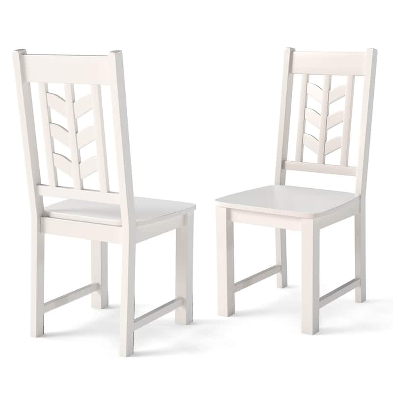Set of 2/4 Wood Dining Chairs Modern Armless Kitchen Side Chairs - White - 2 pcs