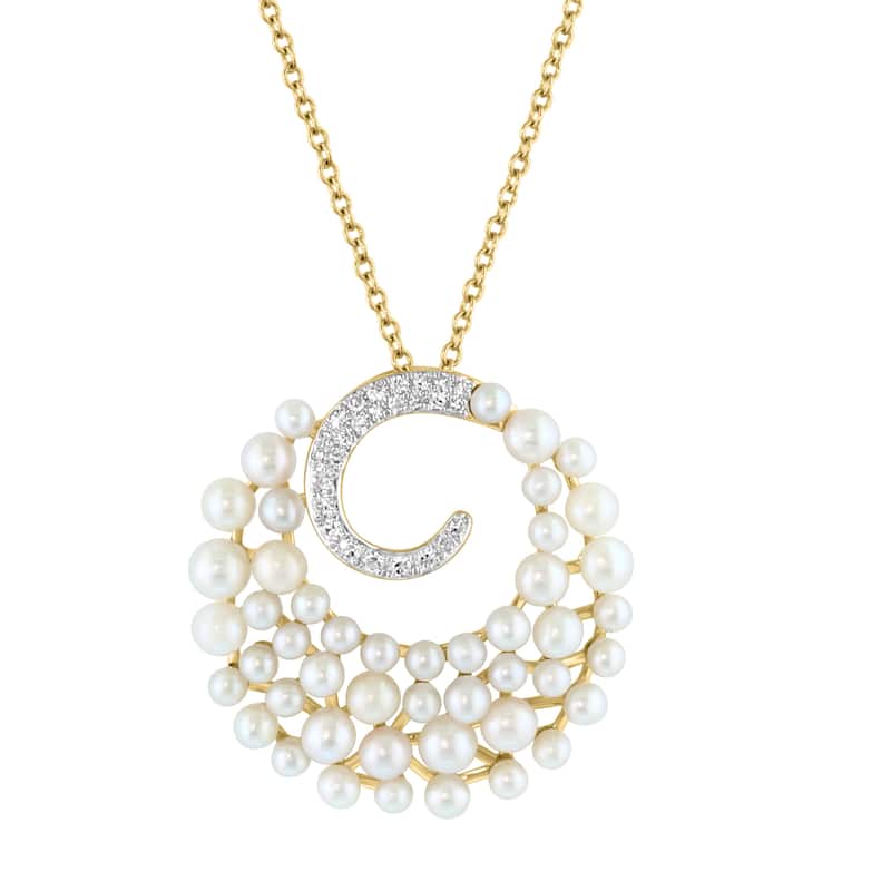 EFFY 14K Gold Diamond,Fresh Water Pearl Pendant - 18 Inch