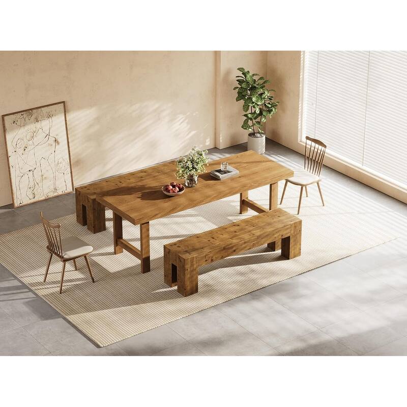 Solid Wood Dining Bench, 63" Extra Long Kitchen Table Bench for Dining Room, Kitchen, Restaurant