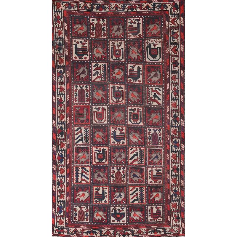 Handmade Garden Design Tribal Bakhtiari Persian Vintage Wool Carpet - 5'3"x 10'0"