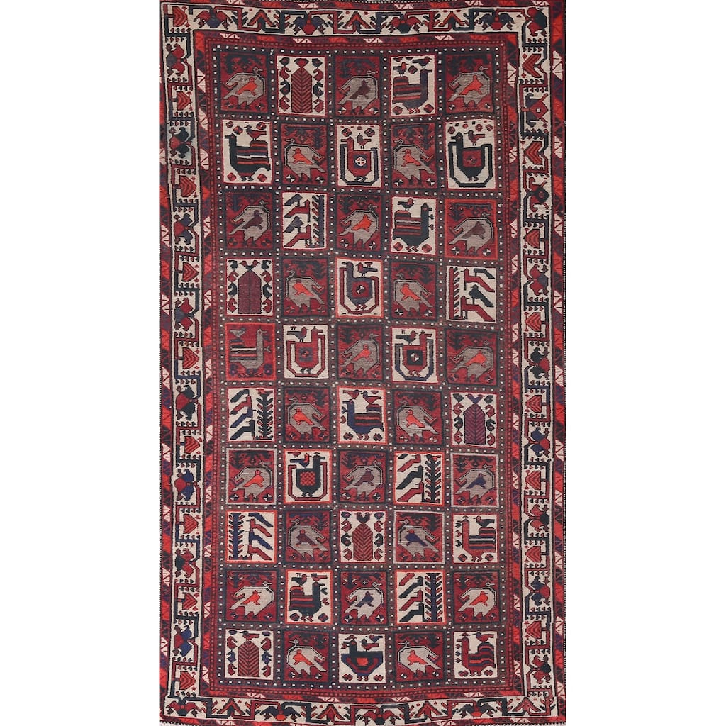 Handmade Garden Design Tribal Bakhtiari Persian Vintage Wool Carpet - 5'3"x 10'0"