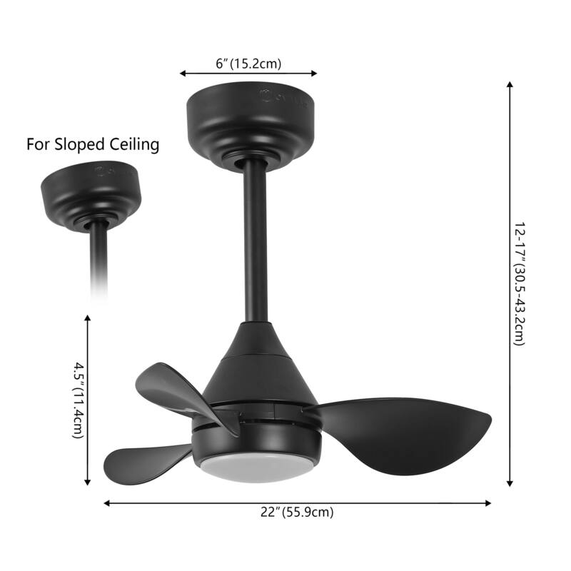 22" Smart LED Ceiling Fan, 6-Speed, Dimmable, App & Remote Control