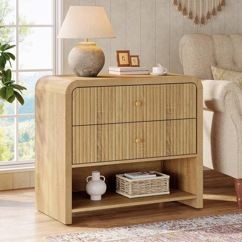 31.5 Inches Oversized Nightstand with 2 Drawers - 2-drawer