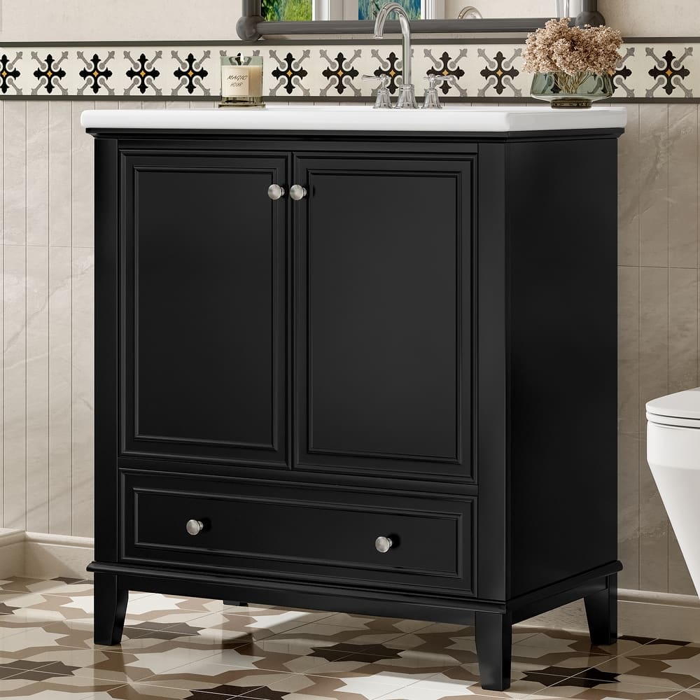 Roomfitters 30" Bathroom Vanity with Sink Combo Cabinet with Doors and Drawer Solid Frame and MDF Structure