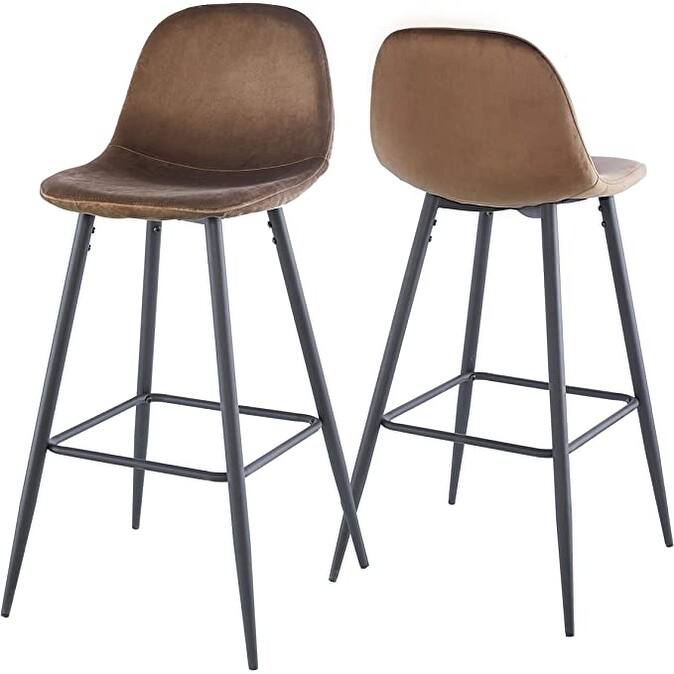 30 Inches Velvet Barstool Modern Counter Bar Height Chair for Kitchen Bar, Set of 2 - 19.3"D x 19.3"W x 39.1"H