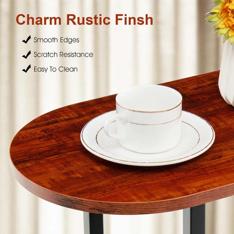 Costway 2 PCS 2-tier Side Table Oval Narrow End Table Nightstand - 23'' x 11'' x 25.5''