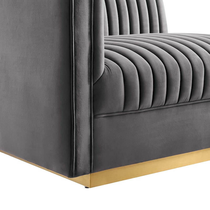Sanguine Channel Tufted Performance Velvet 4-Piece Modular Sectional Sofa