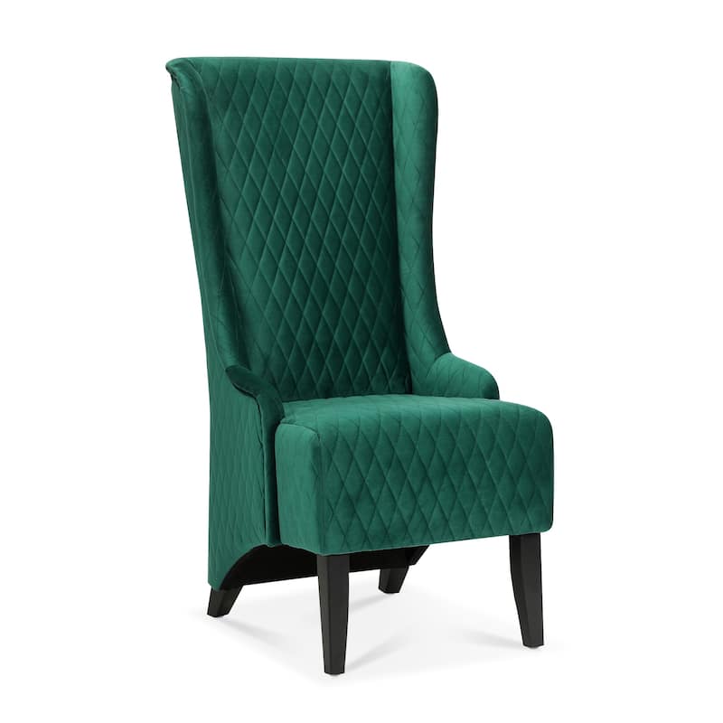 Upholstered Velvet Accent Chair with High Wingback and Wooden Legs